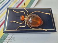 Original Russian spider brooch Baltic amber