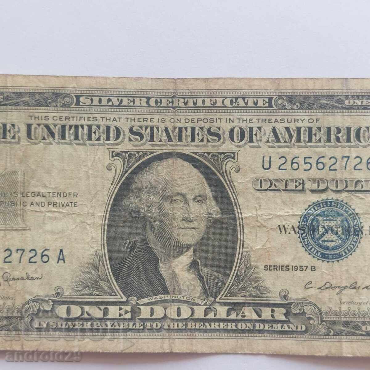 Δημοπρασία 1 Δολάριο 1957 Α ΗΠΑ, Μπλε Σφραγίδα /F/ Τραπεζογραμμάτιο/Dollar/USA Δημοπρασία 1 Δολάριο 1957 Α ΗΠΑ, Μπλε Σφραγίδα /F/ Τραπεζογραμμάτιο/Dollar/USA