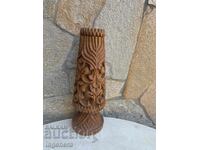 VAZĂ LEMN ADÂNC ȘI SATURAT SCULPTURĂ ÎN LEMN ARTĂ FIGURĂ
