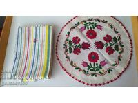 Decorative hand-embroidered napkins and tablecloth