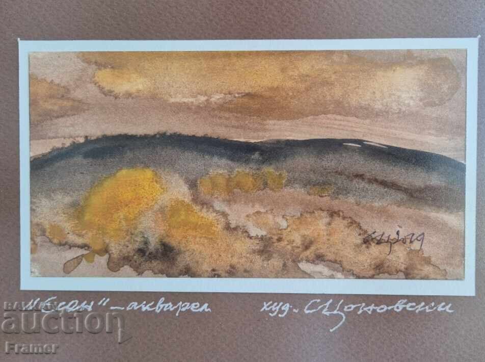 Watercolor by the great artist STOLETNIKA Sava Tsonovski 12A with price 280.00 BGN | € 143.16