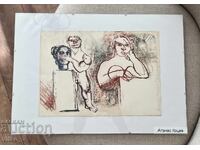 Αθανάσιος Κότσεφ "ατελιέ" - ξηρή χάραξη, γραφικά, πίνακας