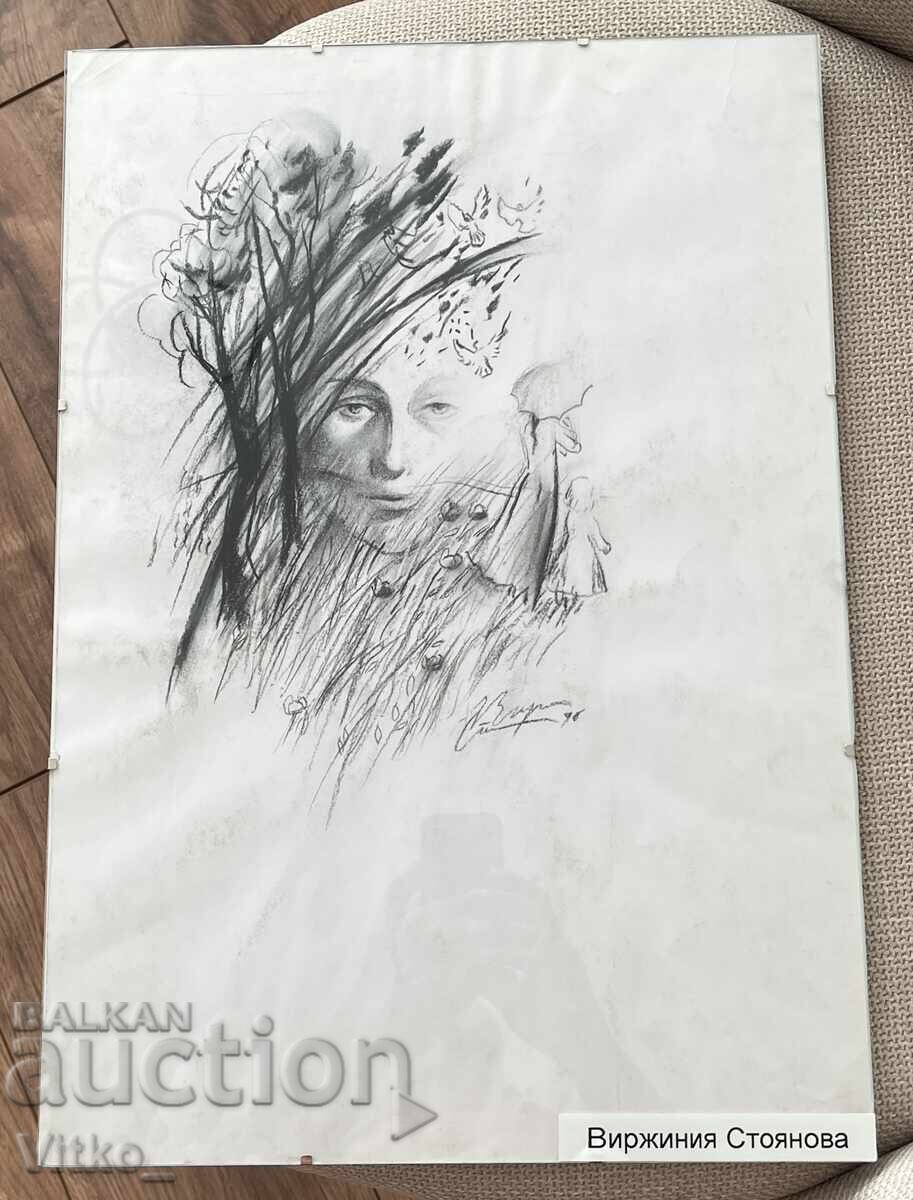 Virginia Stoyanova, grafică - creion negru, tablou