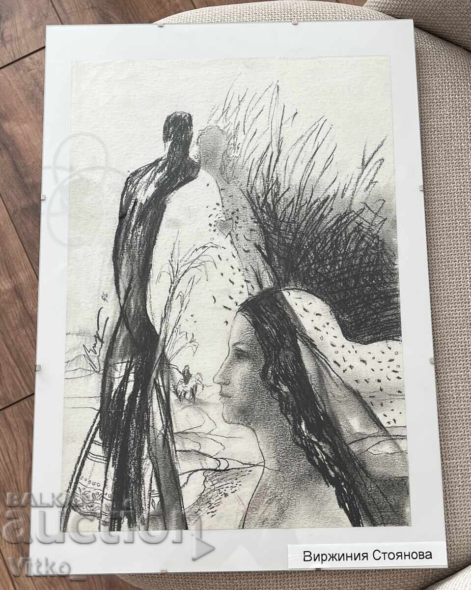 Virginia Stoyanova, grafică - creion negru, tablou