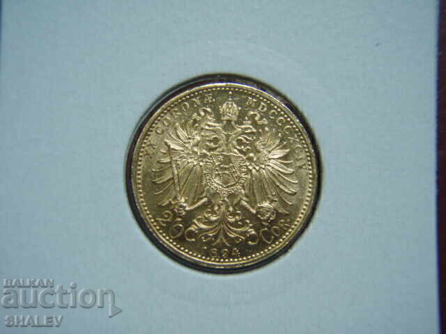 Livrarea 20 Coroane 1894 Austria (20 korona Avstriya) / 1 - AU+ (zlato)