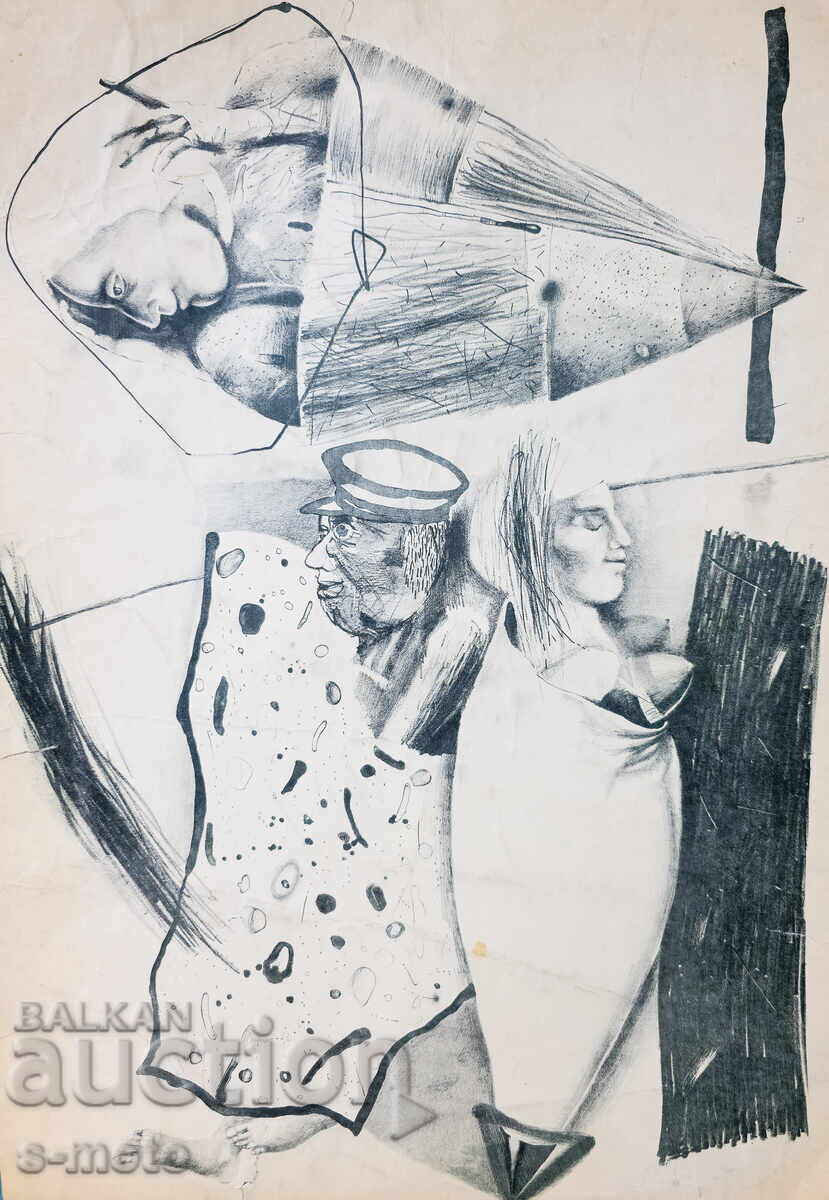 Γραφικά, λιθογραφία, αφαίρεση, παραστατική σύνθεση