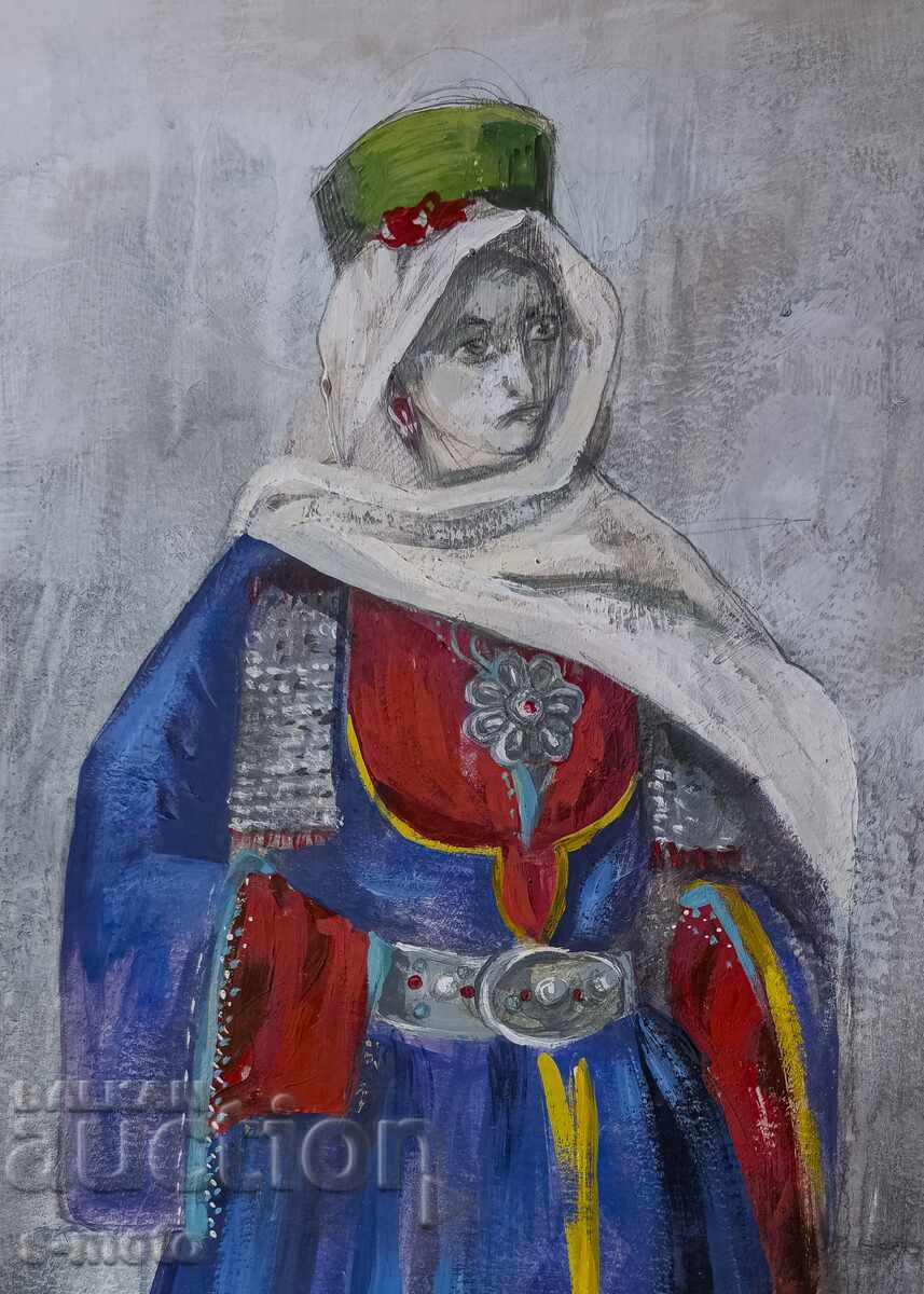 Картина гваш сценография женски портрет - 5