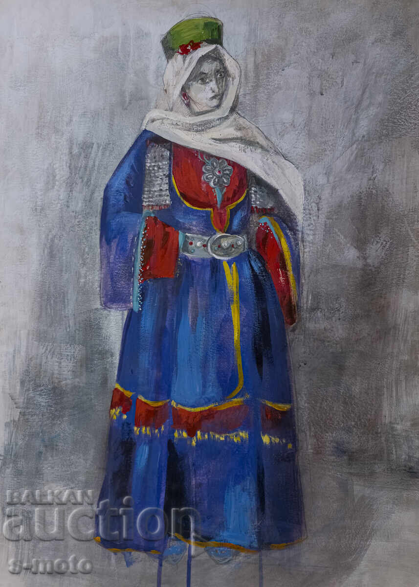 Картина гваш сценография женски портрет