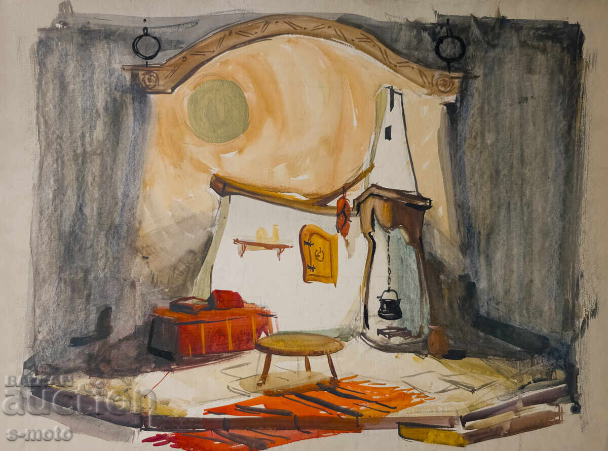 Аукцион Картина акварел сценография интериор