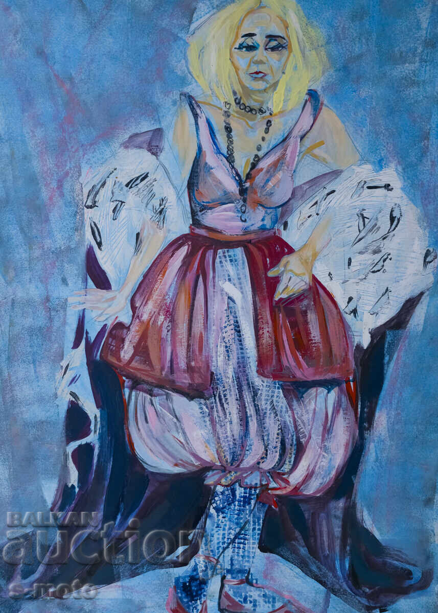 Картина гваш сценография женски портрет с цена 300.00 лв. | € 153.39