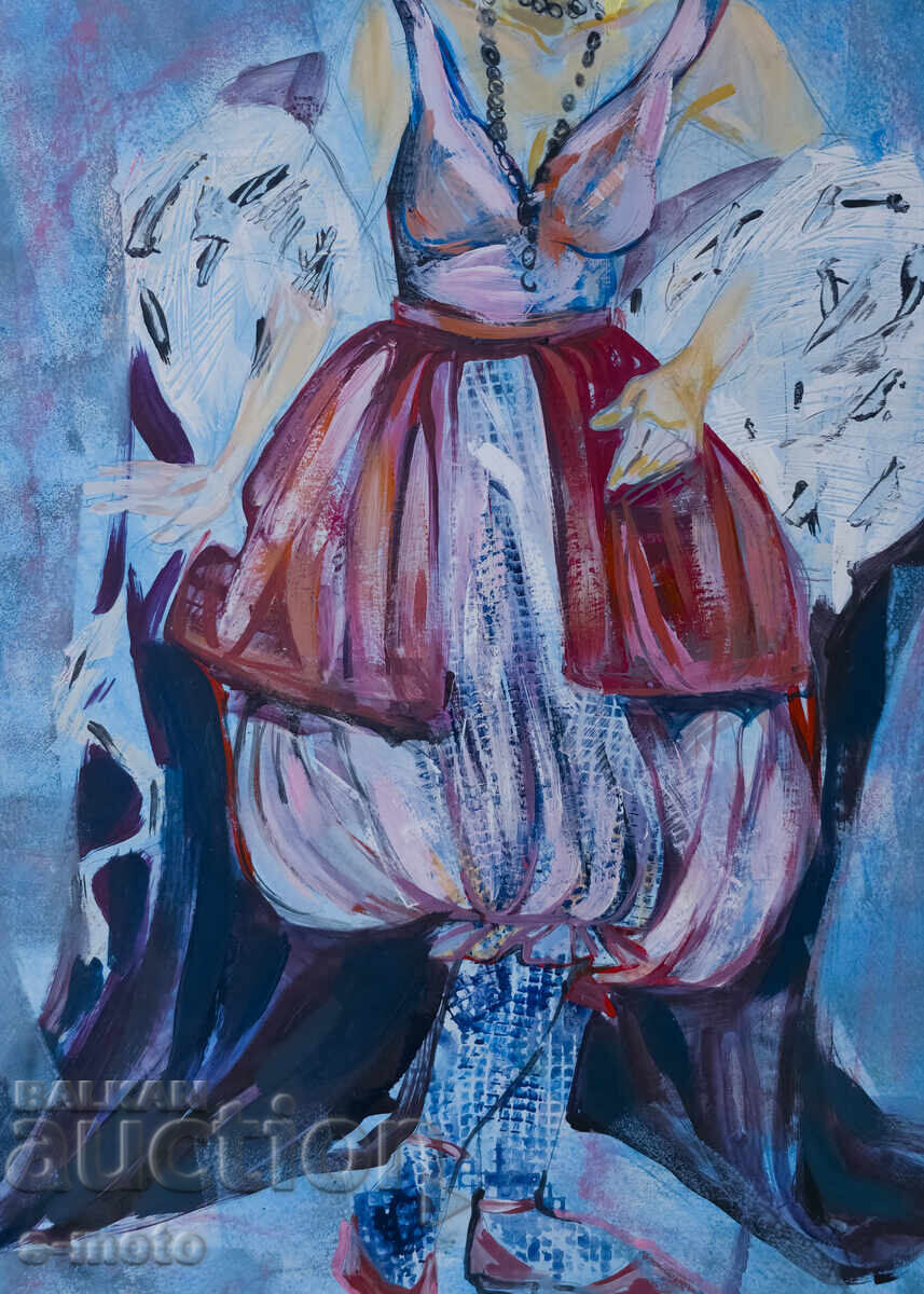 Аукцион Картина гваш сценография женски портрет
