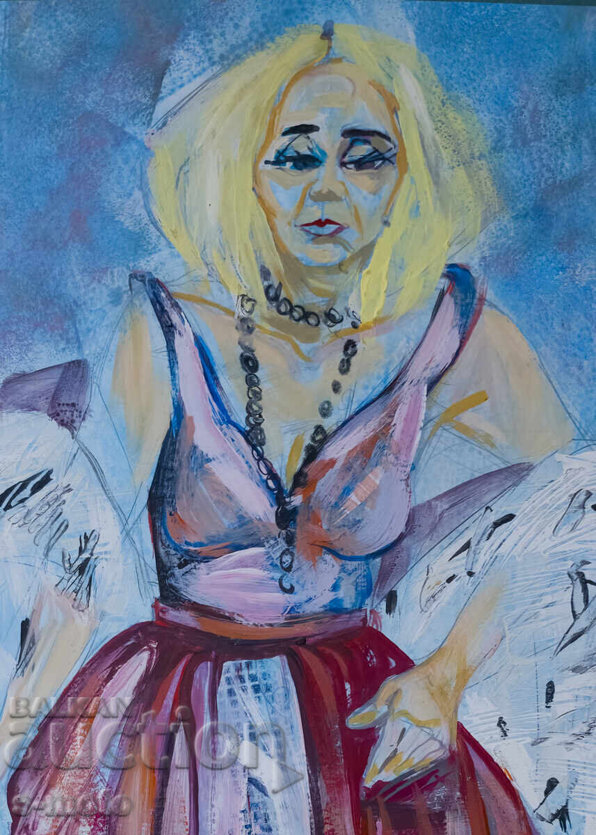 Картина гваш сценография женски портрет - 5