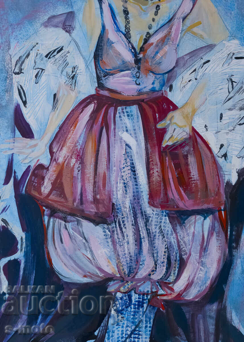 Картина гваш сценография женски портрет - 7