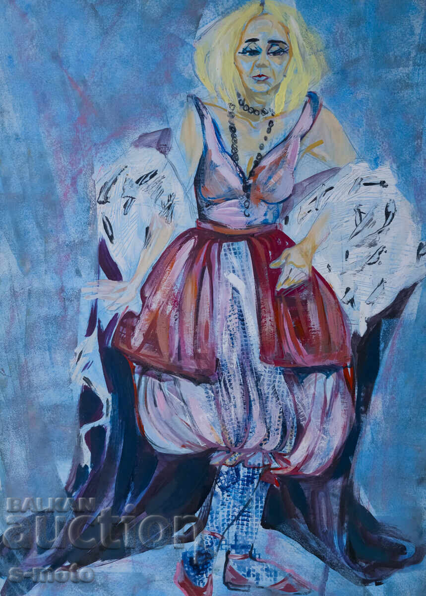 Картина гваш сценография женски портрет