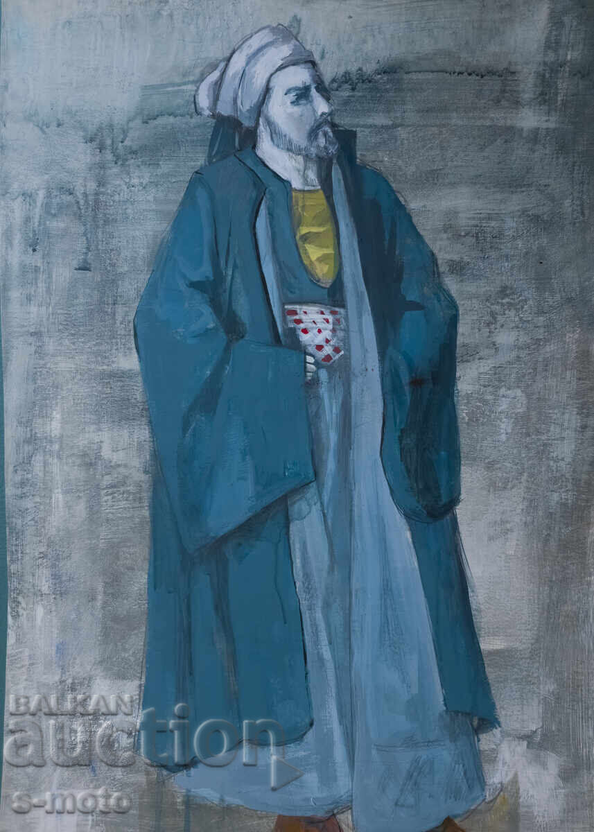 Gouache painting, stage design, male portrait with price 300.00 BGN | € 153.39 Gouache painting, stage design, male portrait with price 300.00 BGN | € 153.39
