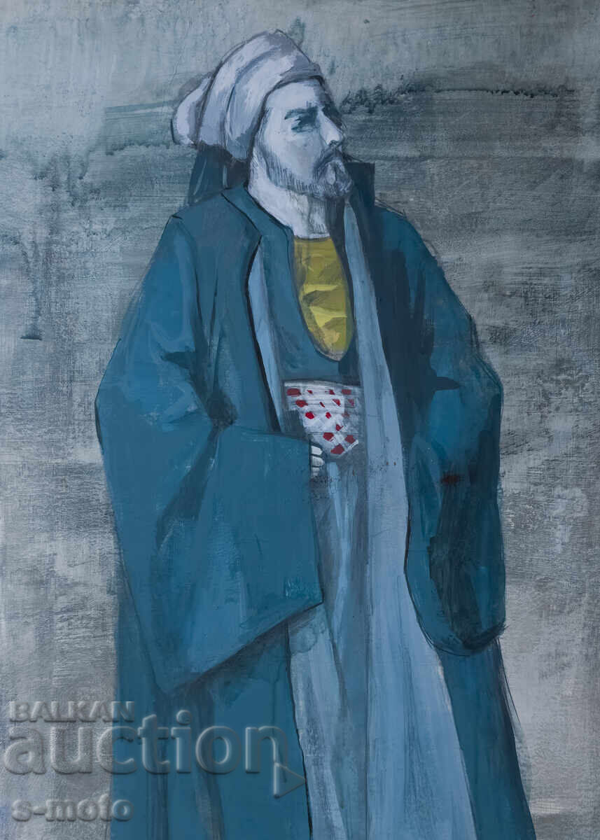 Auction Gouache painting, stage design, male portrait Auction Gouache painting, stage design, male portrait