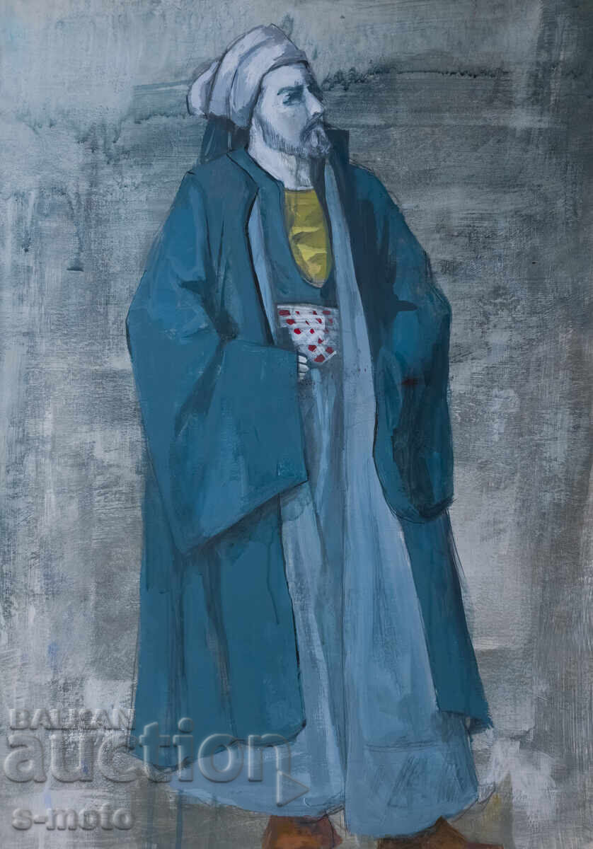 Gouache painting, stage design, male portrait Gouache painting, stage design, male portrait