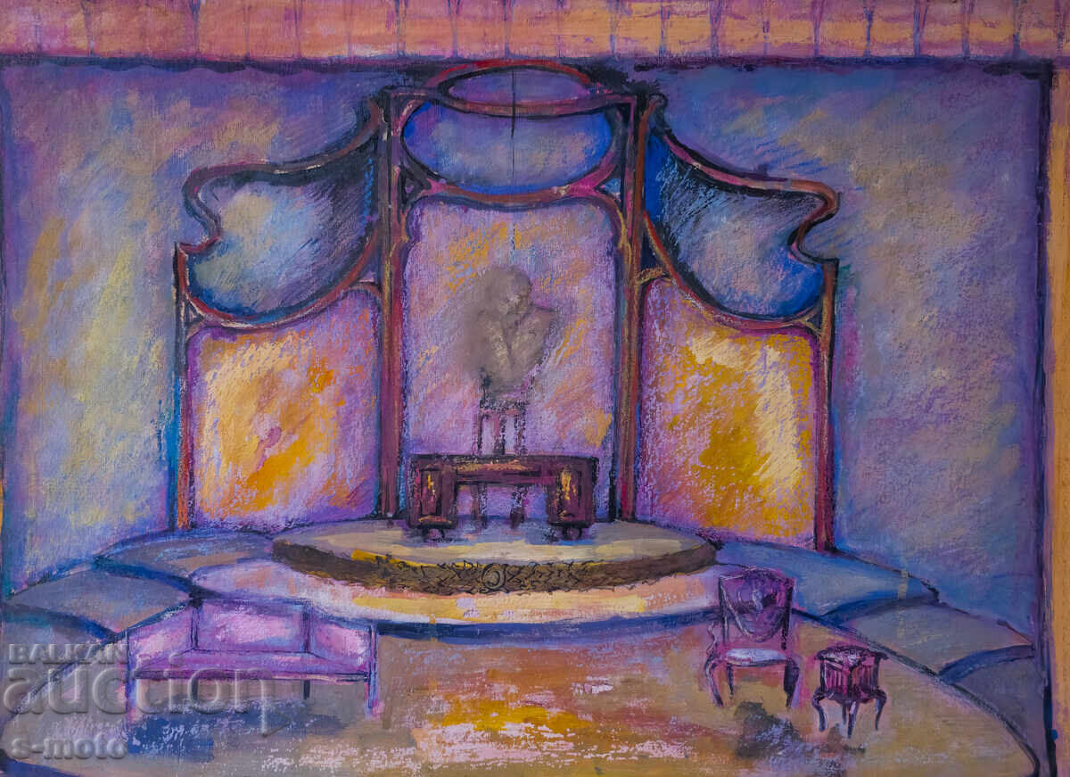 Картина гваш сценография интериор с цена 270.00 лв. | € 138.05 Картина гваш сценография интериор с цена 270.00 лв. | € 138.05