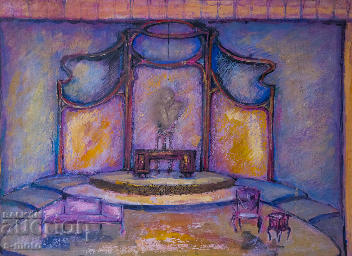 Картина гваш сценография интериор Картина гваш сценография интериор