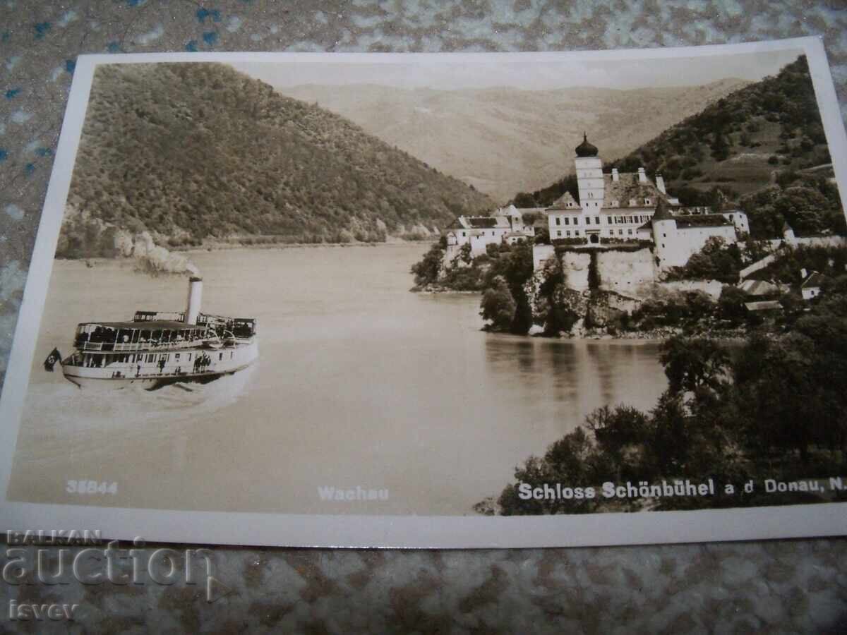 Delivery of Austrian postcard with a steamship and Schönbühel Castle
