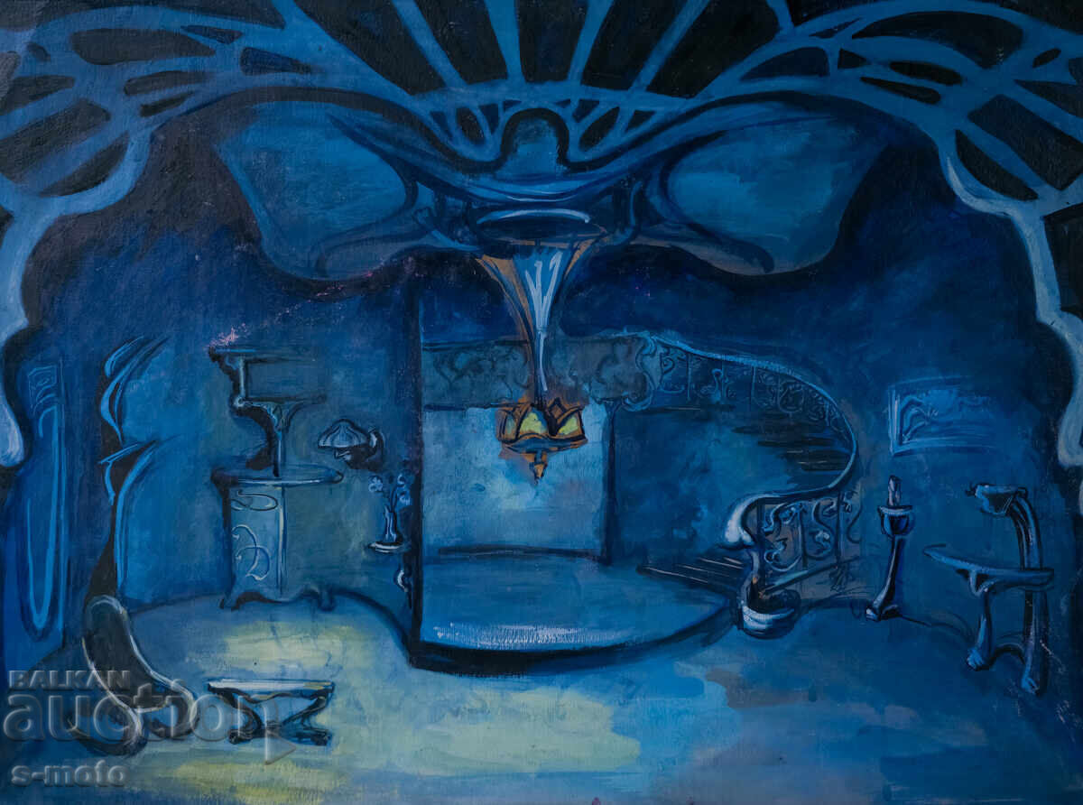 Έργο γκουάς, σκηνογραφία, εσωτερικό με τιμή 300.00 BGN | € 153.39