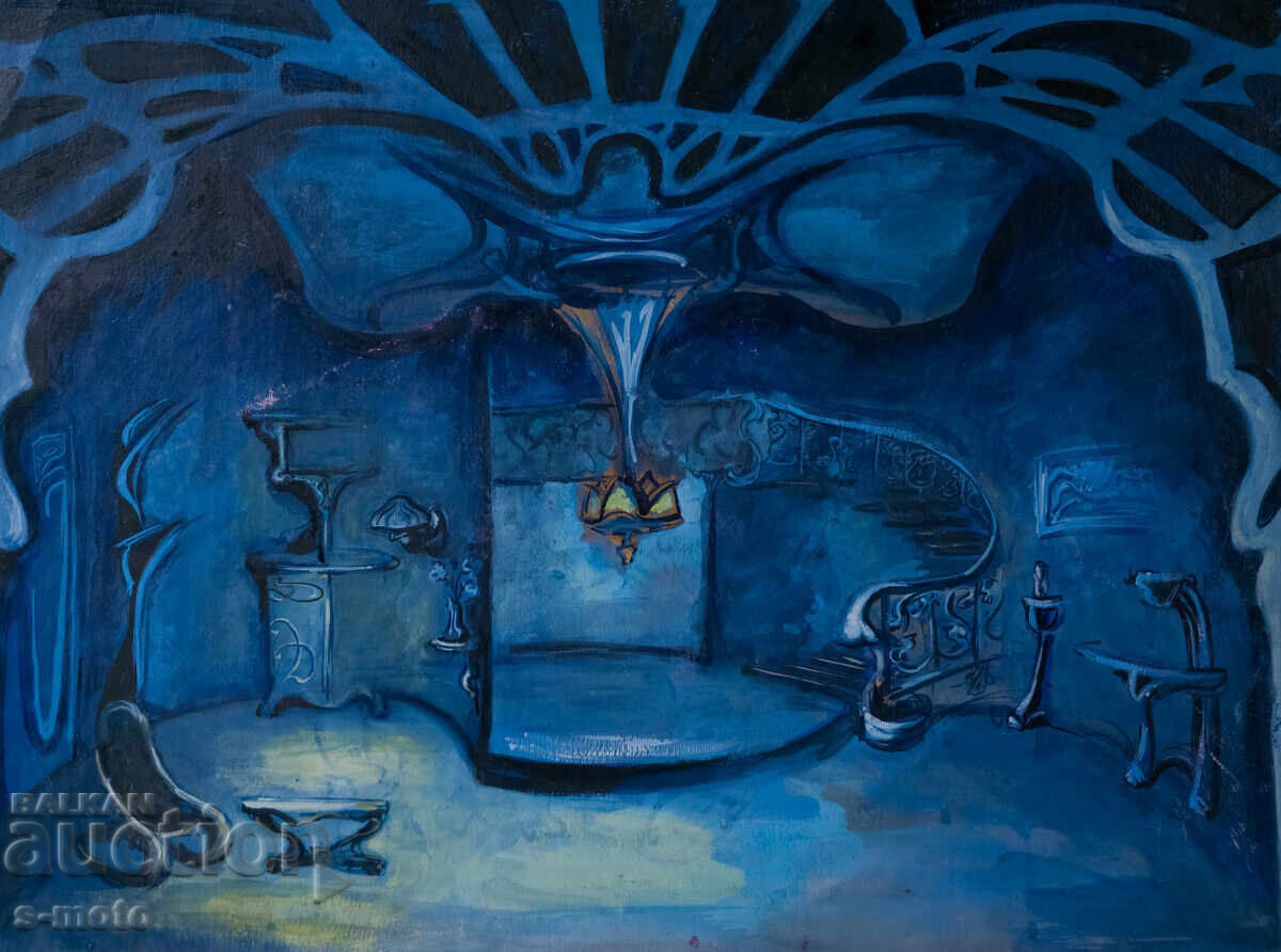 Έργο γκουάς, σκηνογραφία, εσωτερικό