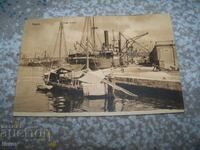 Old postcard from the port of Trieste, steamship