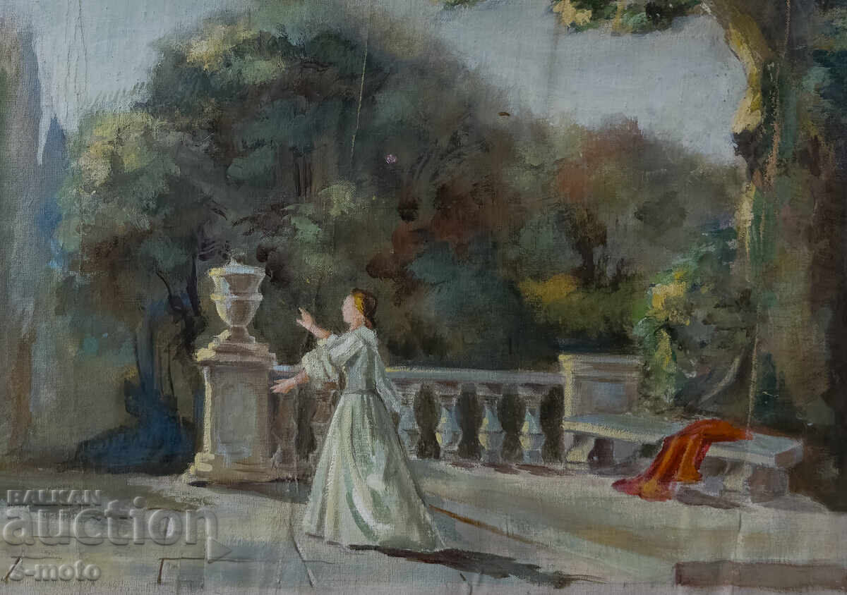 Παράδοση Παλιός ελαιογραφικός πίνακας τοπίου