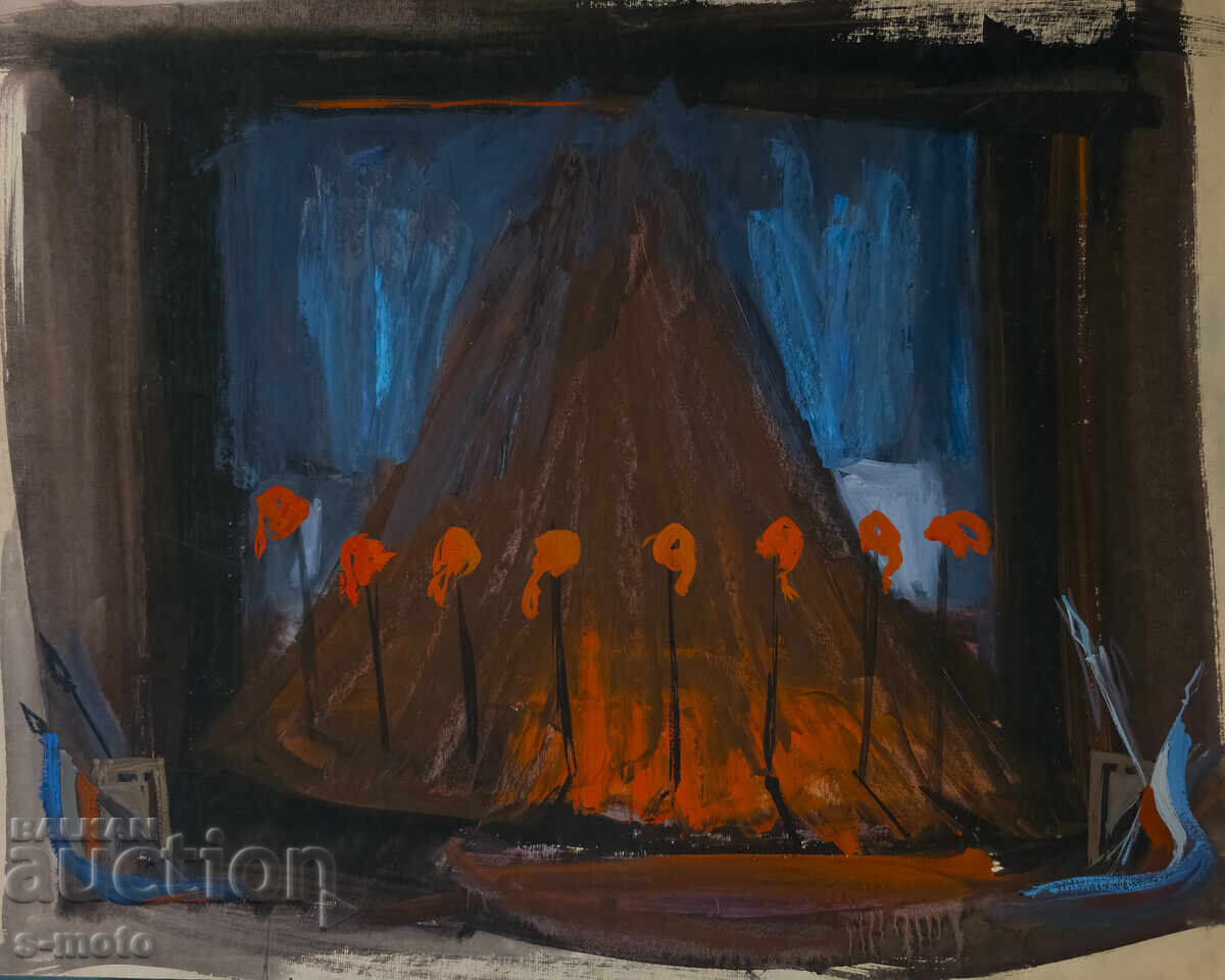 Картина гваш сценография интериор с цена 200.00 лв. | € 102.26 Картина гваш сценография интериор с цена 200.00 лв. | € 102.26