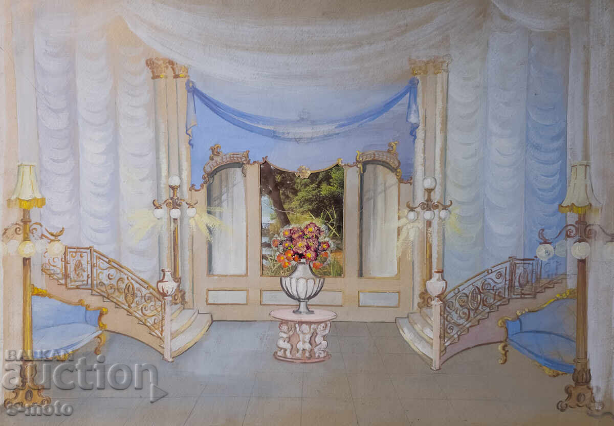 Картина гваш сценография интериор с цена 320.00 лв. | € 163.61 Картина гваш сценография интериор с цена 320.00 лв. | € 163.61