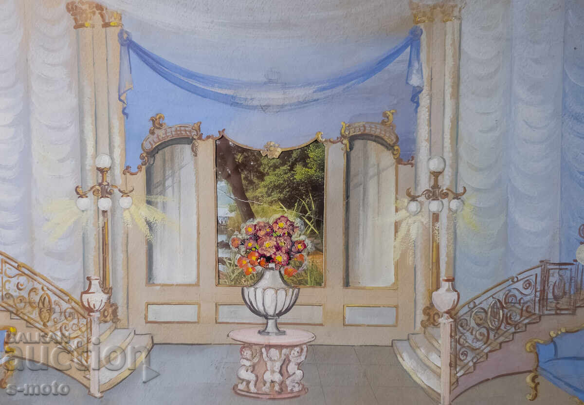 Аукцион Картина гваш сценография интериор Аукцион Картина гваш сценография интериор