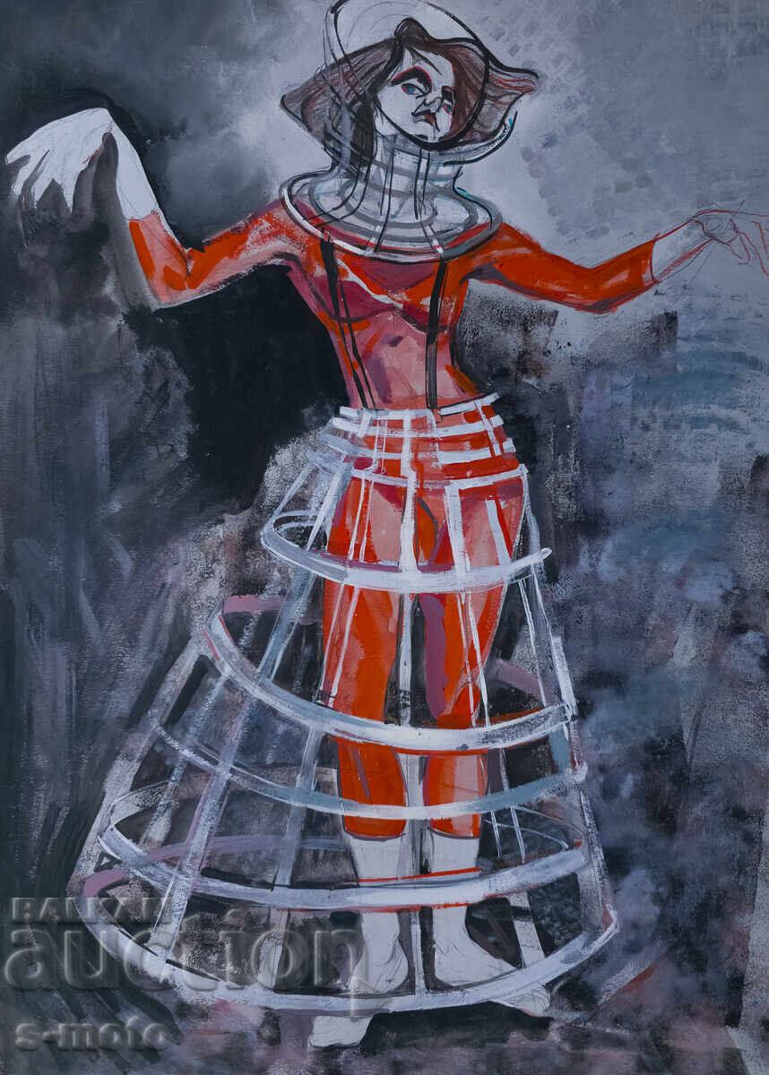 Γκουάς ζωγραφική σκηνή γυναικείο πορτρέτο Γκουάς ζωγραφική σκηνή γυναικείο πορτρέτο