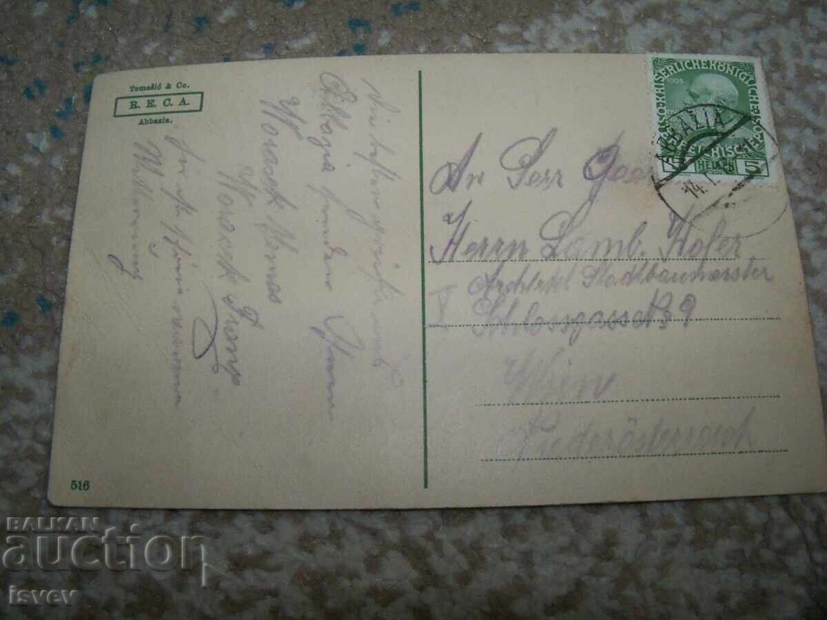 Old postcard from Abbazia, Opatija 1913 with price 10.00 BGN | € 5.11