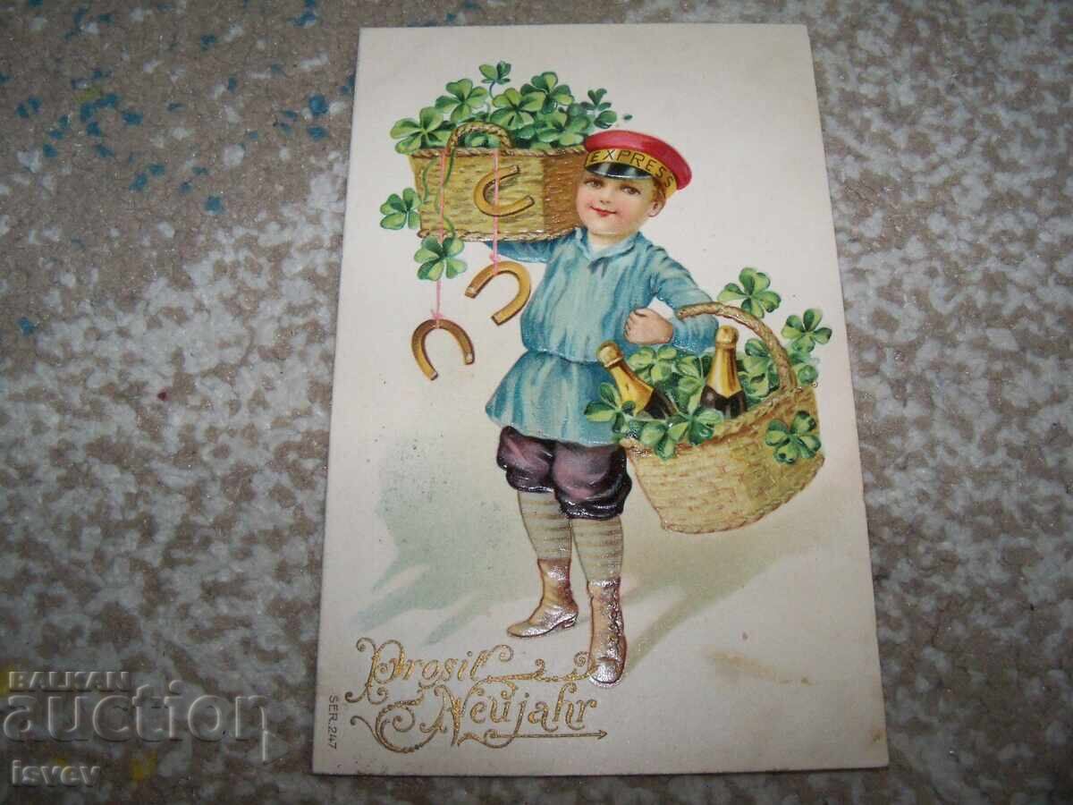 Auction  Old Austrian New Year's postcard 1912