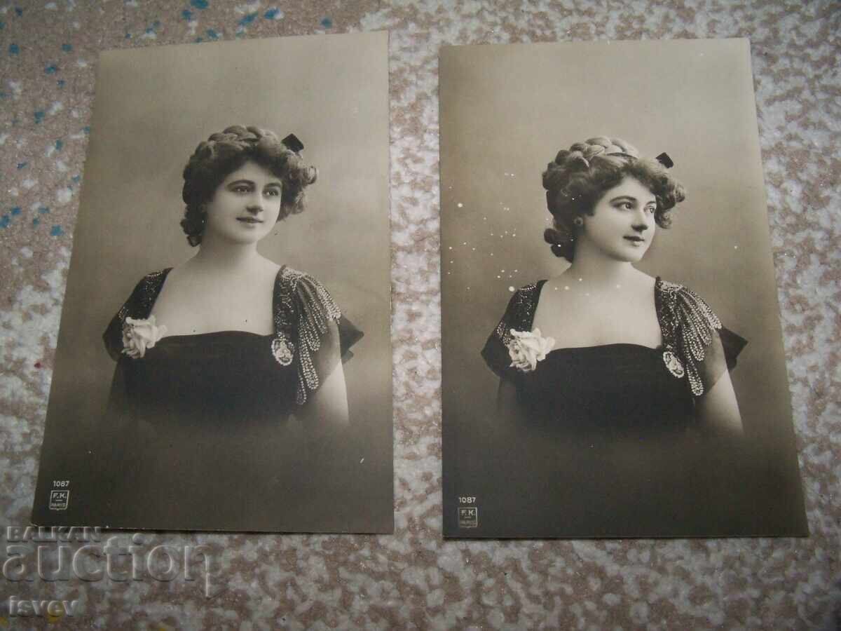 Două cărți poștale vechi franceze, modă coafuri, excelente