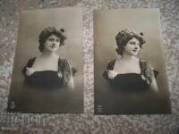 Două cărți poștale vechi franceze, modă coafuri, excelente