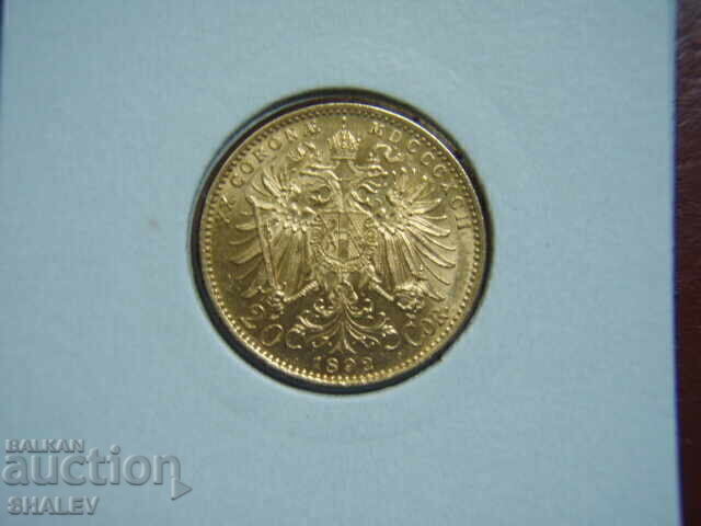 20 Κορώνα 1892 Αυστρία (20 korona Avstriya) - AU+ (χρυσός) με τιμή € 899.89 | 1760.04 BGN
