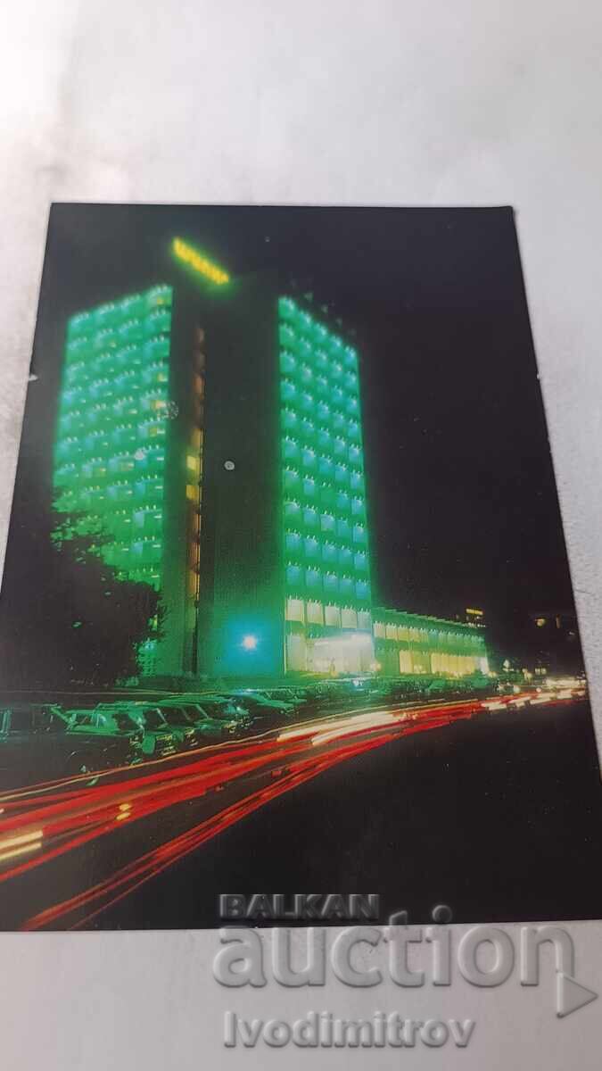 Пощенска картичка Златни пясъци Хотел Шипка нощем 1977