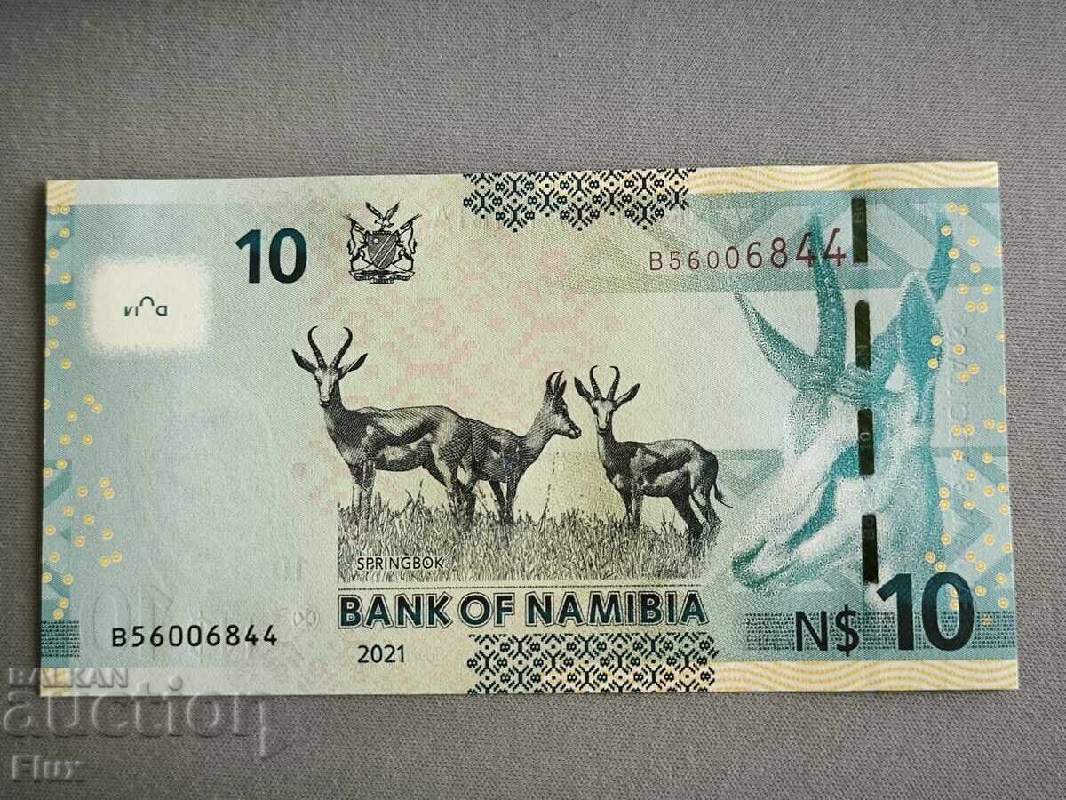 Bancnota - Namibia - 10 dolari UNC | 2021 cu preț € 4.50 | 8.80 BGN
