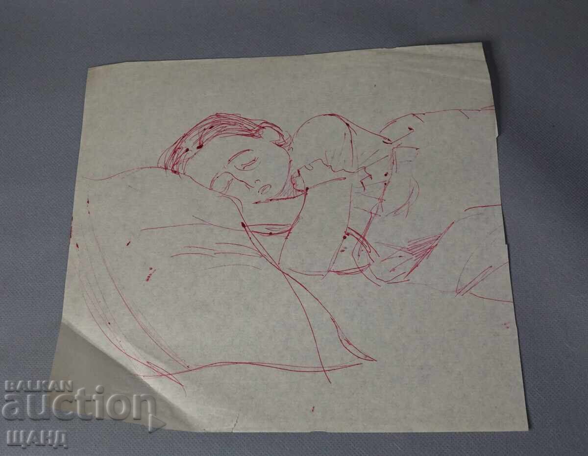 Παλιά Μαεστρική ζωγραφιά κοριτσιού που κοιμάται