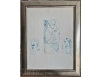 И. Апостолов Мечти 1995 г. романтична картина суха игла 3/3