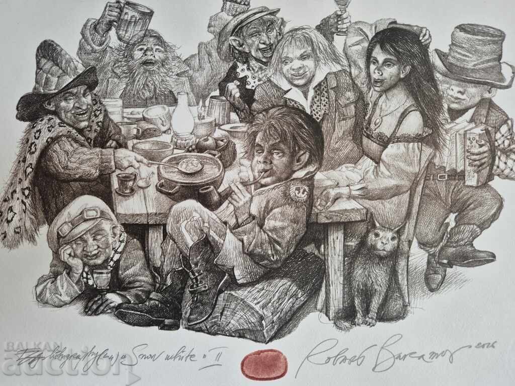 Robert Baramov 1966 - 2021 Snow White II 2016 lithograph drypoint - 7 Robert Baramov 1966 - 2021 Snow White II 2016 lithograph drypoint - 7