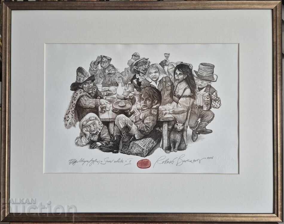 Robert Baramov 1966 - 2021 Snow White II 2016 lithograph drypoint Robert Baramov 1966 - 2021 Snow White II 2016 lithograph drypoint