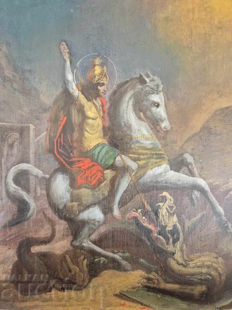 Δημοπρασία Παλαιά Ρωσική Αγία Γεωργίου Οικιακή Εικόνα όμορφη αυθεντική 19ος αιώνας