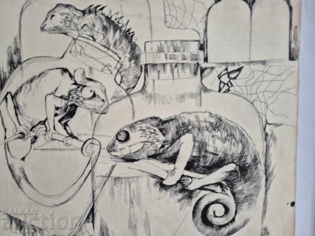 Ina Tumneva beautiful exotic ink drawing 1983 - 5