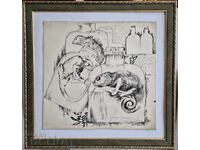 Ina Tumneva beautiful exotic ink drawing 1983