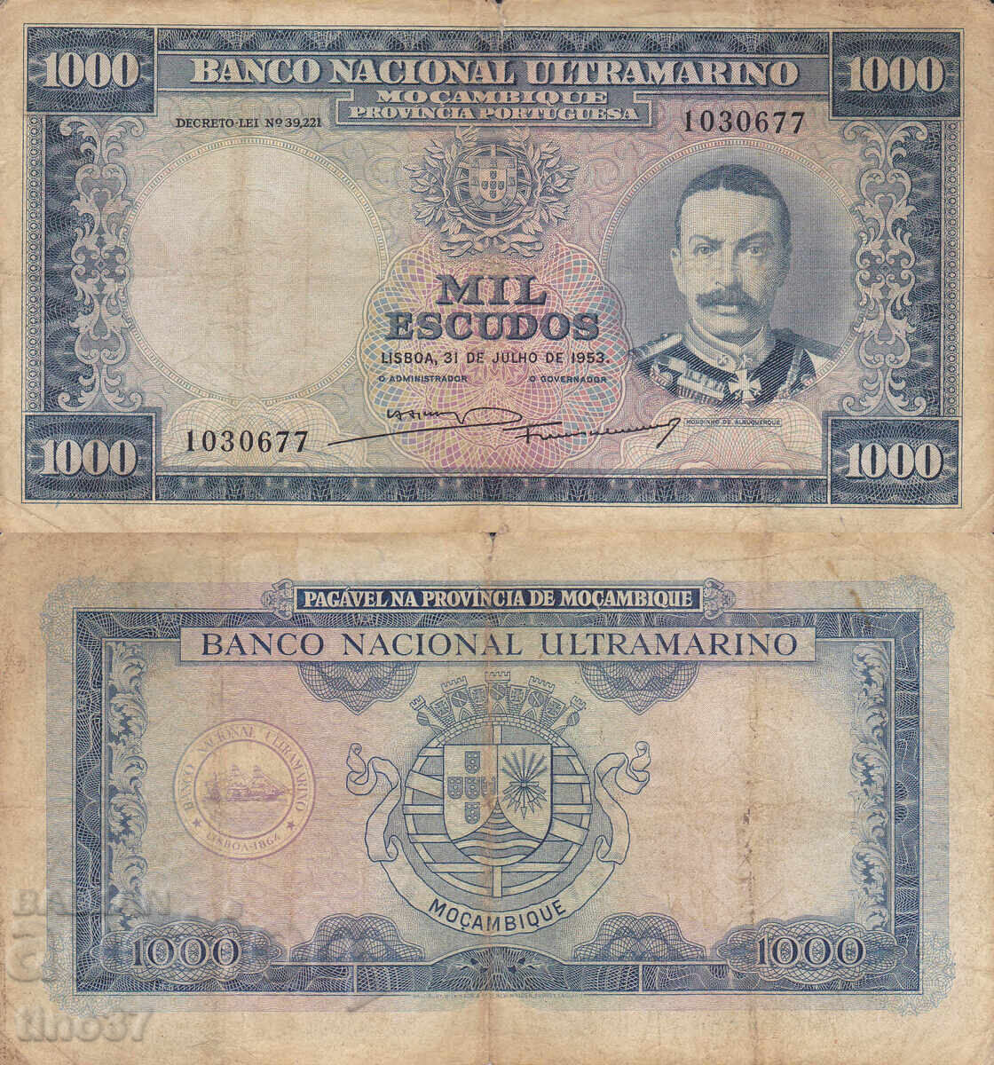 tino37- ΜΟΖΑΜΒΙΚΗ - /ΠΟΡΤΟΓΑΛΙΚΑ/- 1000 ΕΣΚΟΥΔΟΣ - 1953γ