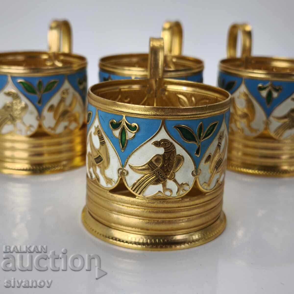 Стар комплект от 4 подстакани стакани сервиз СССР #6029 с цена 19.99 лв. | € 10.22