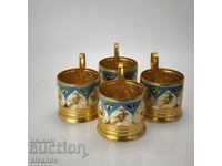 Starter set of 4 glass coasters service USSR #6029