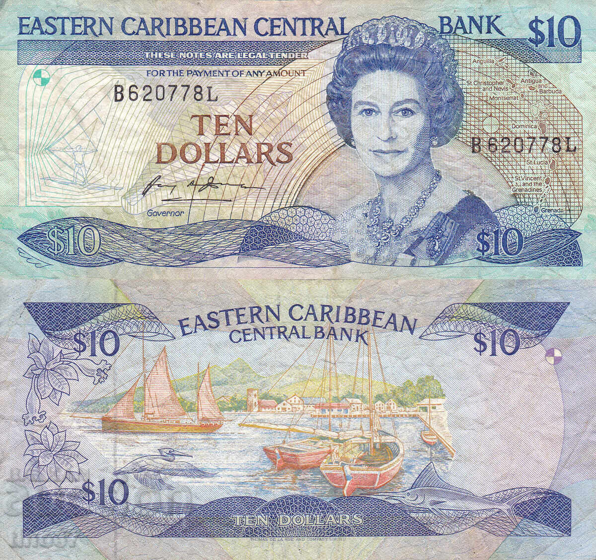 tino37 - EASTERN CARIBBEAN (Saint Lucia) - 10 DOLLARS - 1985/93